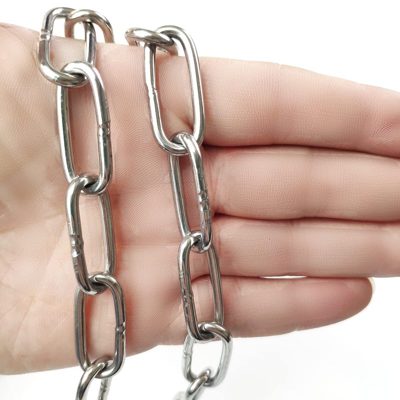 JENSWILL 1/8 inch (3mm) -6.5ft(Length) Stainless Steel 304 Chain,Metal Chain Utility Chain Heavy Duty Chain for Guardrail, Swing, Lifting, Trailer,Pet,Hanging Clothes with 2 Shackles - Image 4